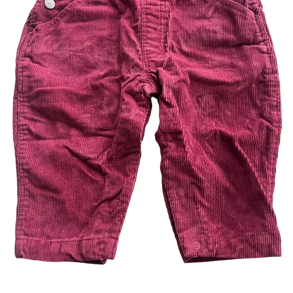 In Design Kids Vintage Sz 18 Months Burgundy Corduroy Overalls Flannel Shirt Set